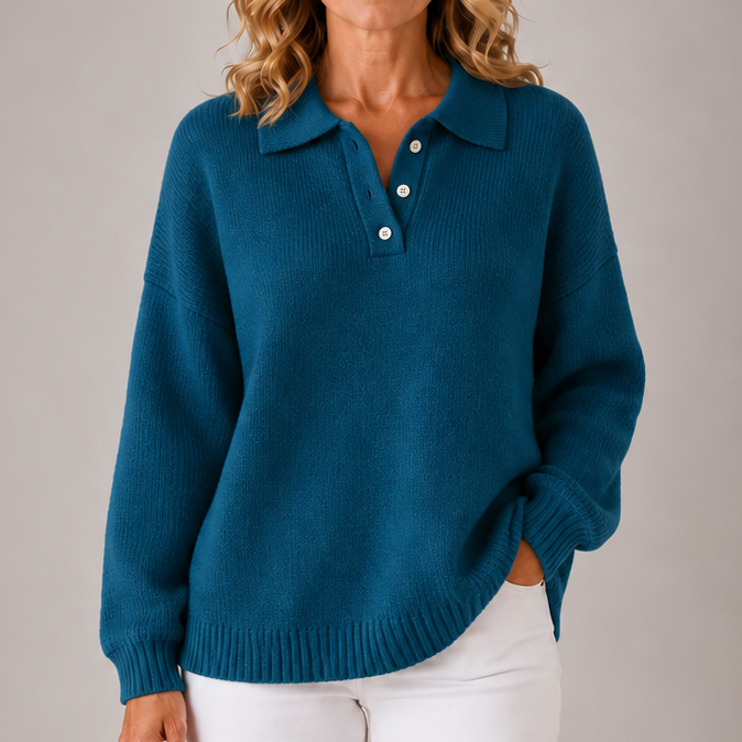 Vicky | Classic Button Sweater – Navy
