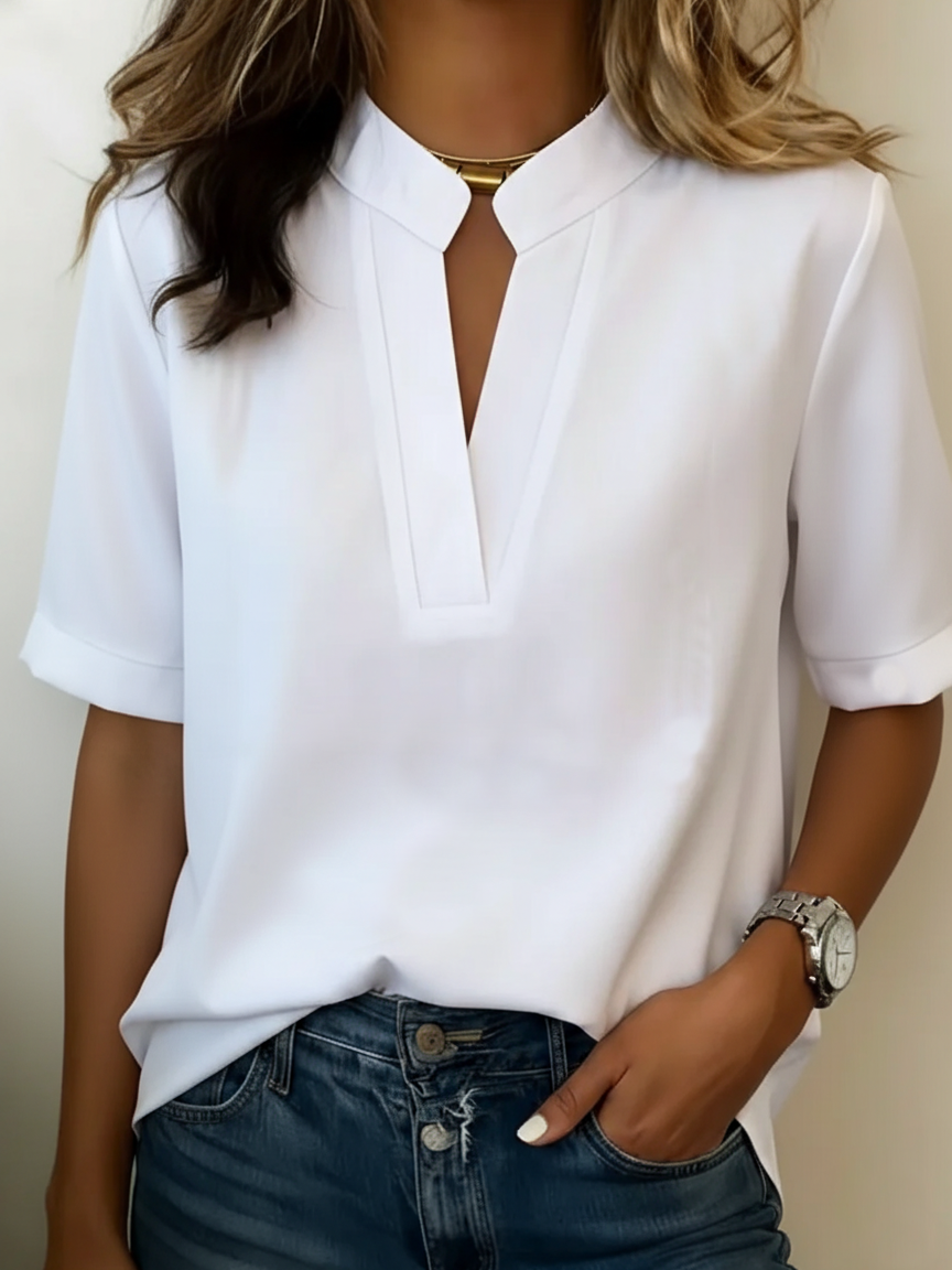 Hazel | V-Neck Blouse with Gold Detail