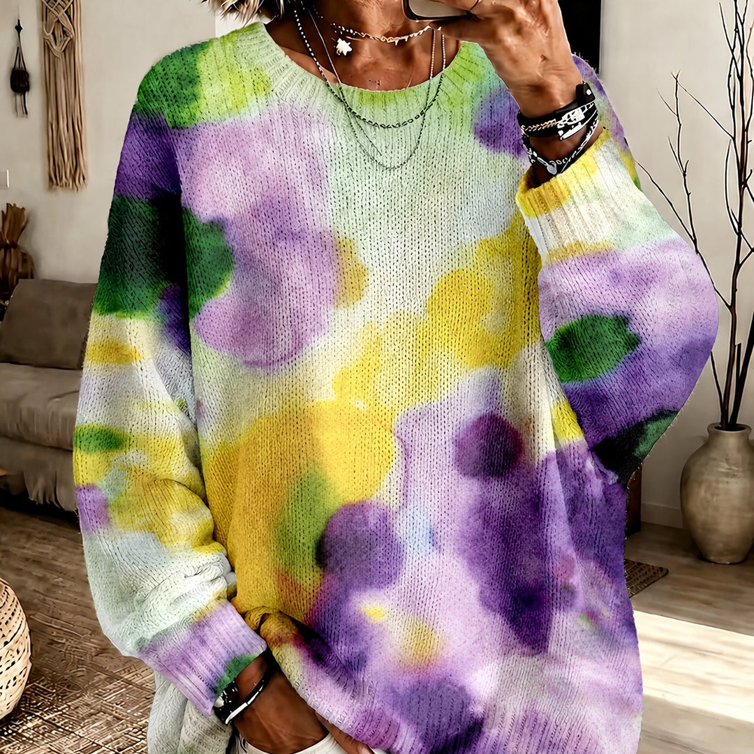 Giselle | Tie-Dye Floral Round-Neck Sweater