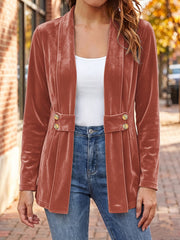 Sienna™ | Rust Velvet Button-Tab Cardigan