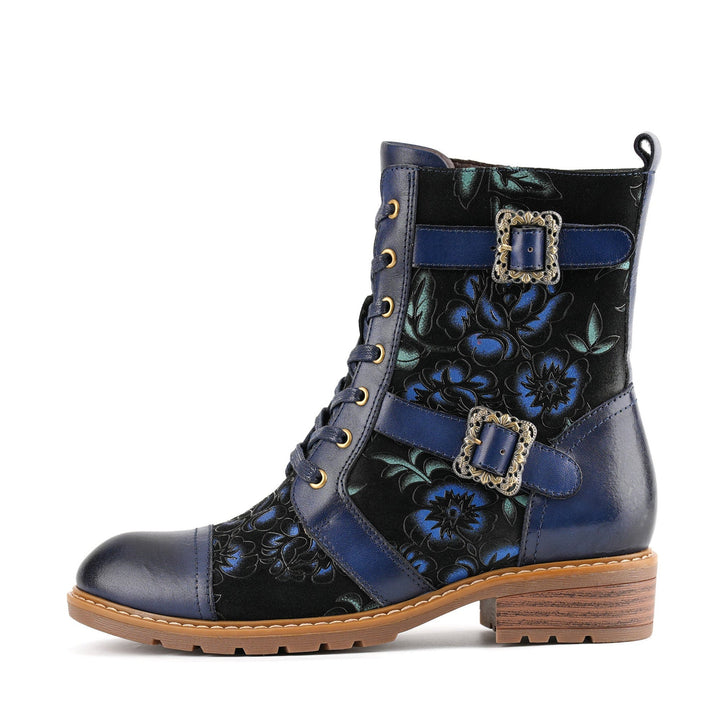 Orlena™ | Floral Lace-Up Ankle Boot