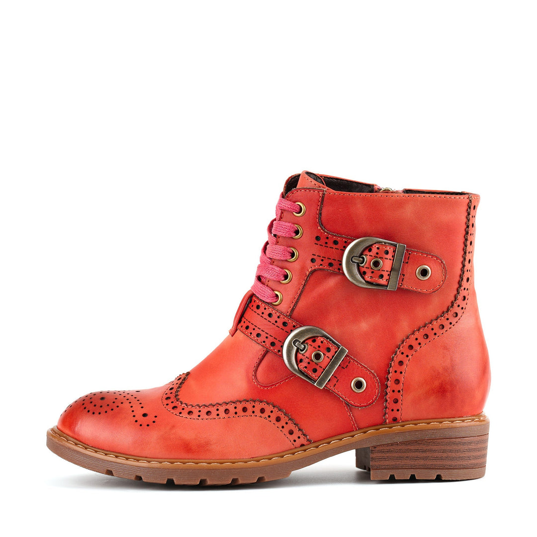 Brennalyn™ | Retro Chic Brogue Buckle Ankle Boots
