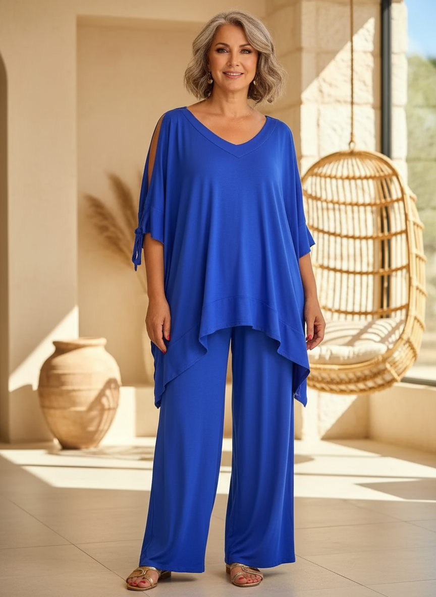 Úrsula™ | Women's Cold-Shoulder Tunic &amp; Wide-Leg Pants Two-Piece Set