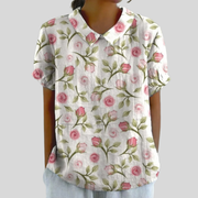 Sancia™ | Women's Rose Print Collared Blouse