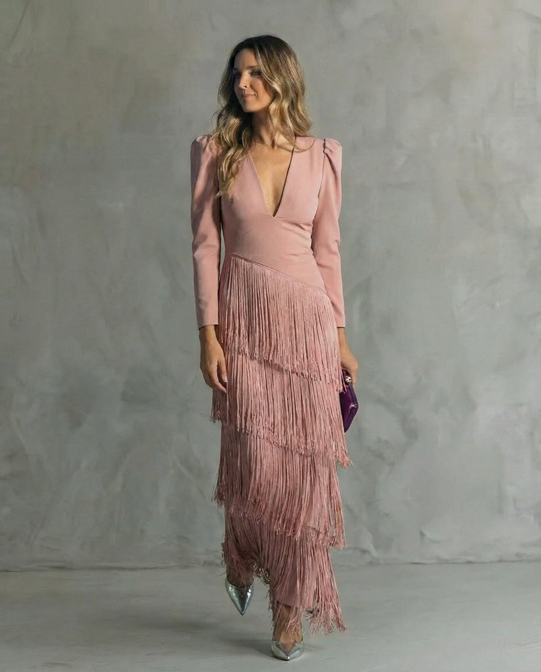 Chiara | Abito Elegante con Maniche a Frange