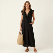 Corina's™ - Flowy Boho Maxi Dress Black