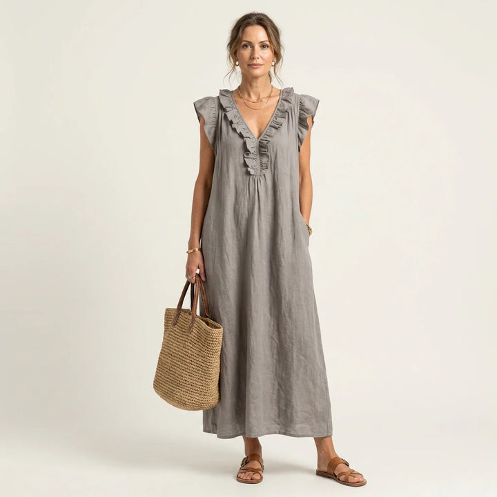 Corina's™ - Flowy Boho Maxi Dress Grey