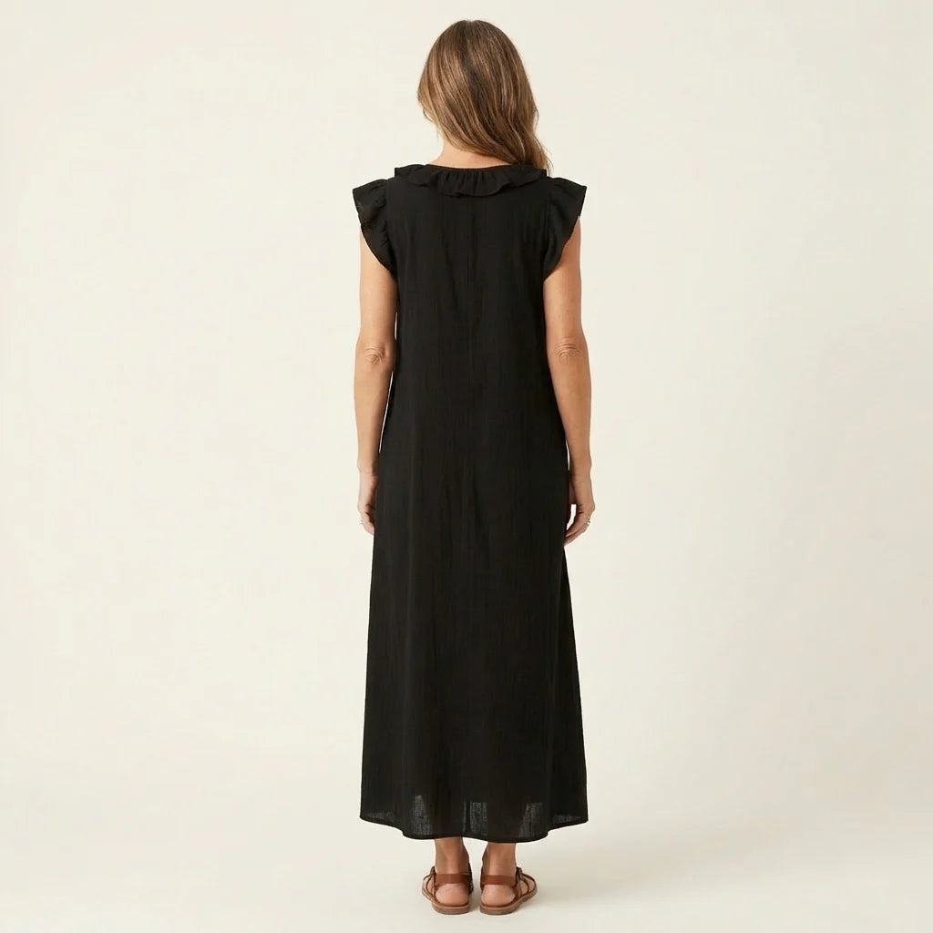 Corina's™ - Flowy Boho Maxi Dress Black