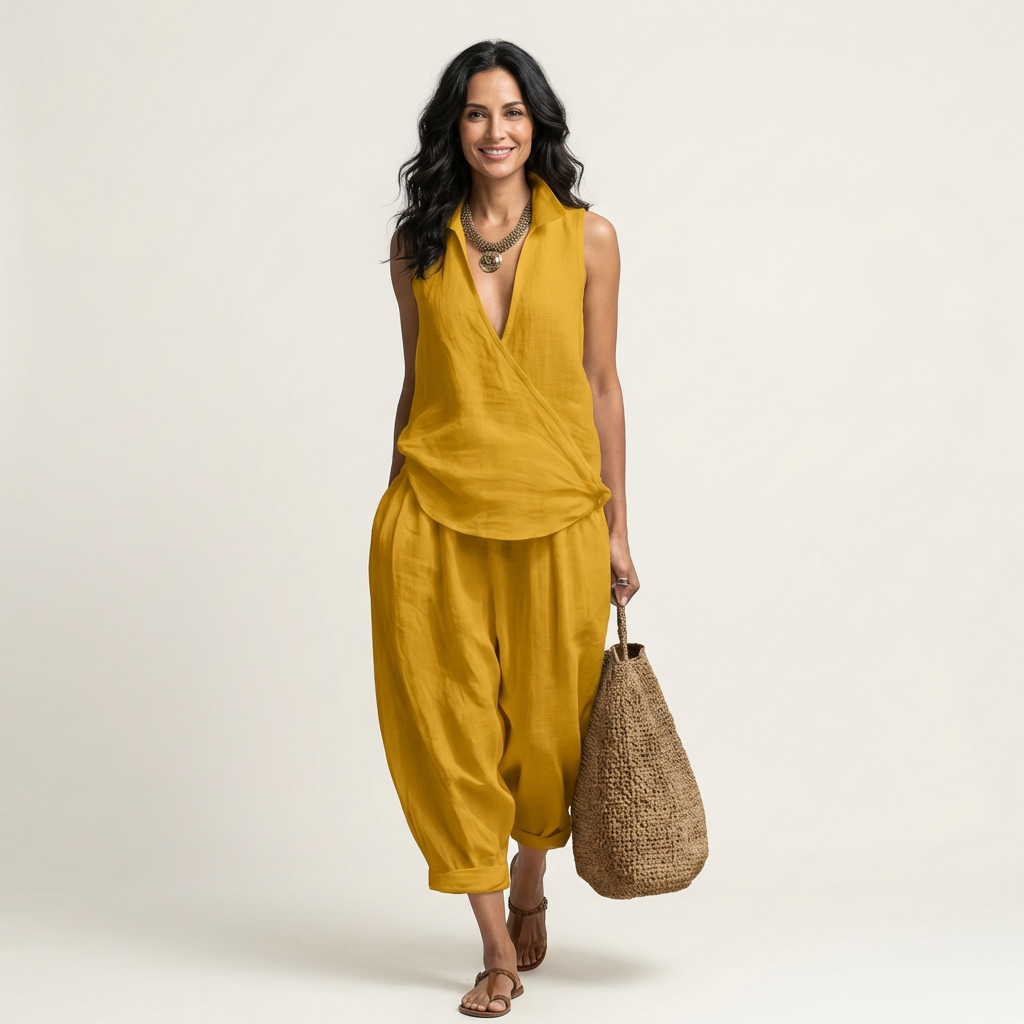 Solene | Wrap Top & Wide-Leg Trouser Set