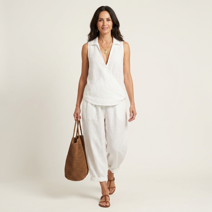 Solene | Wrap Top & Wide-Leg Trouser Set