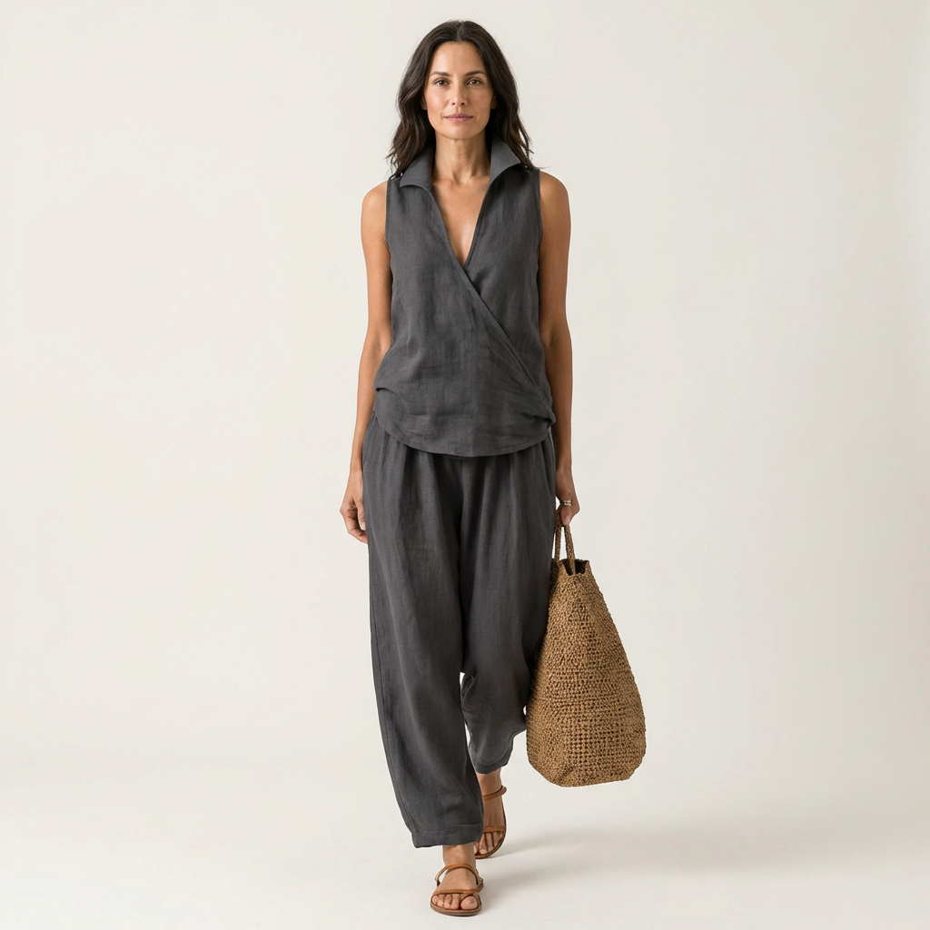 Twiila | Wickeloberteil & Weite-Hosen-Set