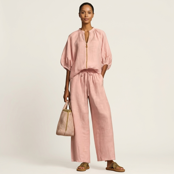Marlowe | Zipper-Front Puff Sleeve Set