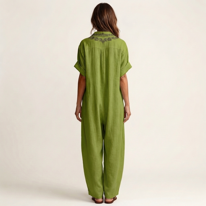 Amarina | Embroidered V-neck maxi dress