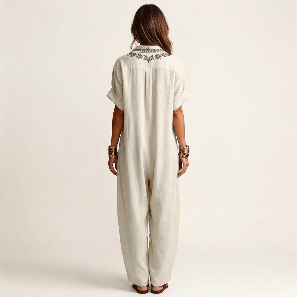 Amarina | Embroidered V-neck maxi dress