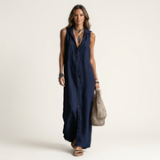 Mirabell | Hoodless, sleeveless maxi dress with a button placket