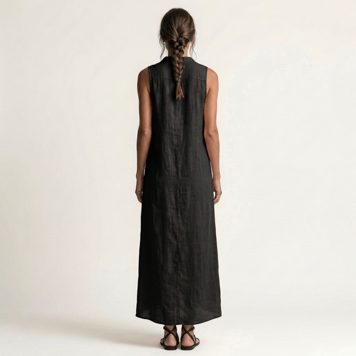 Mirabell | Hooded Button-Front Sleeveless Maxi Dress