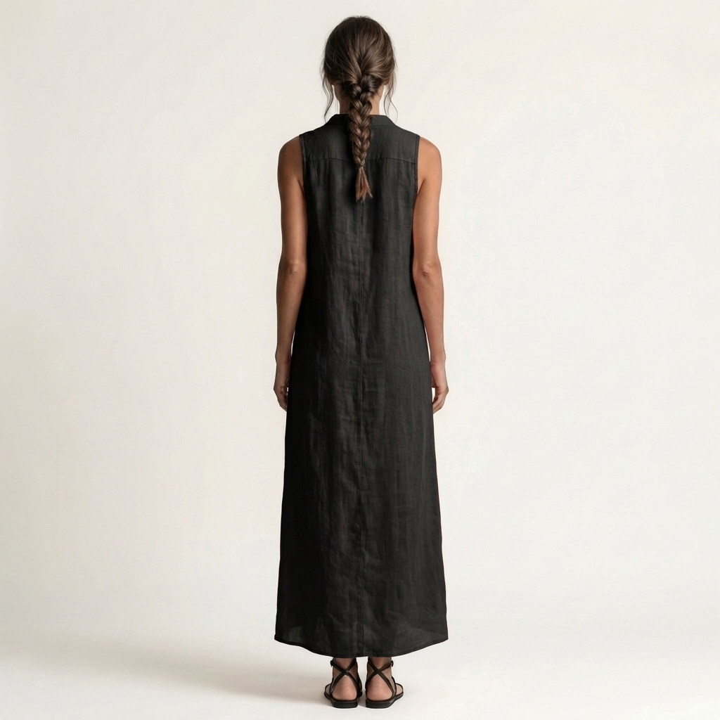 Mirabell | Hoodless, sleeveless maxi dress with a button placket