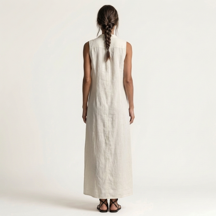 Mirabell | Hoodless, sleeveless maxi dress with a button placket