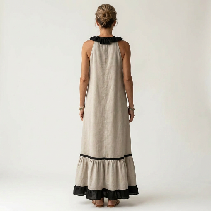 Emeline | Sleeveless Maxi Dress with Ruffle Neckline