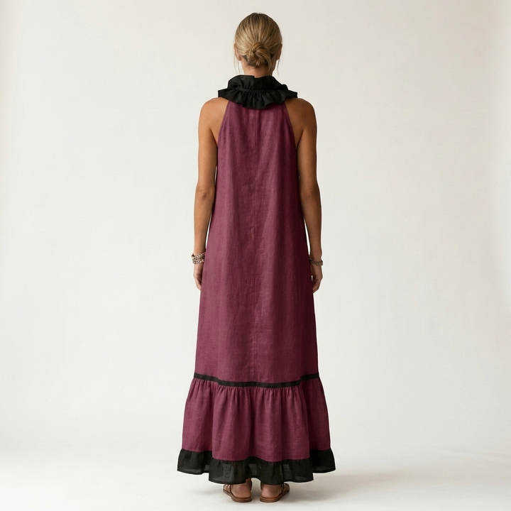 Emeline | Sleeveless Maxi Dress with Ruffle Neckline