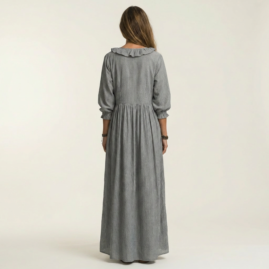 Josee | Striped Maxi Dress with Lantern Sleeves