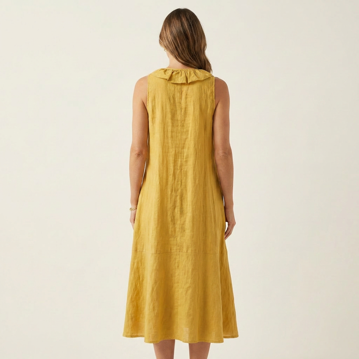 Vicky | Ruffle-Front V-Neck Sleeveless Maxi Dress