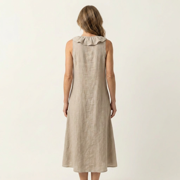 Vicky | Ruffle-Front V-Neck Sleeveless Maxi Dress