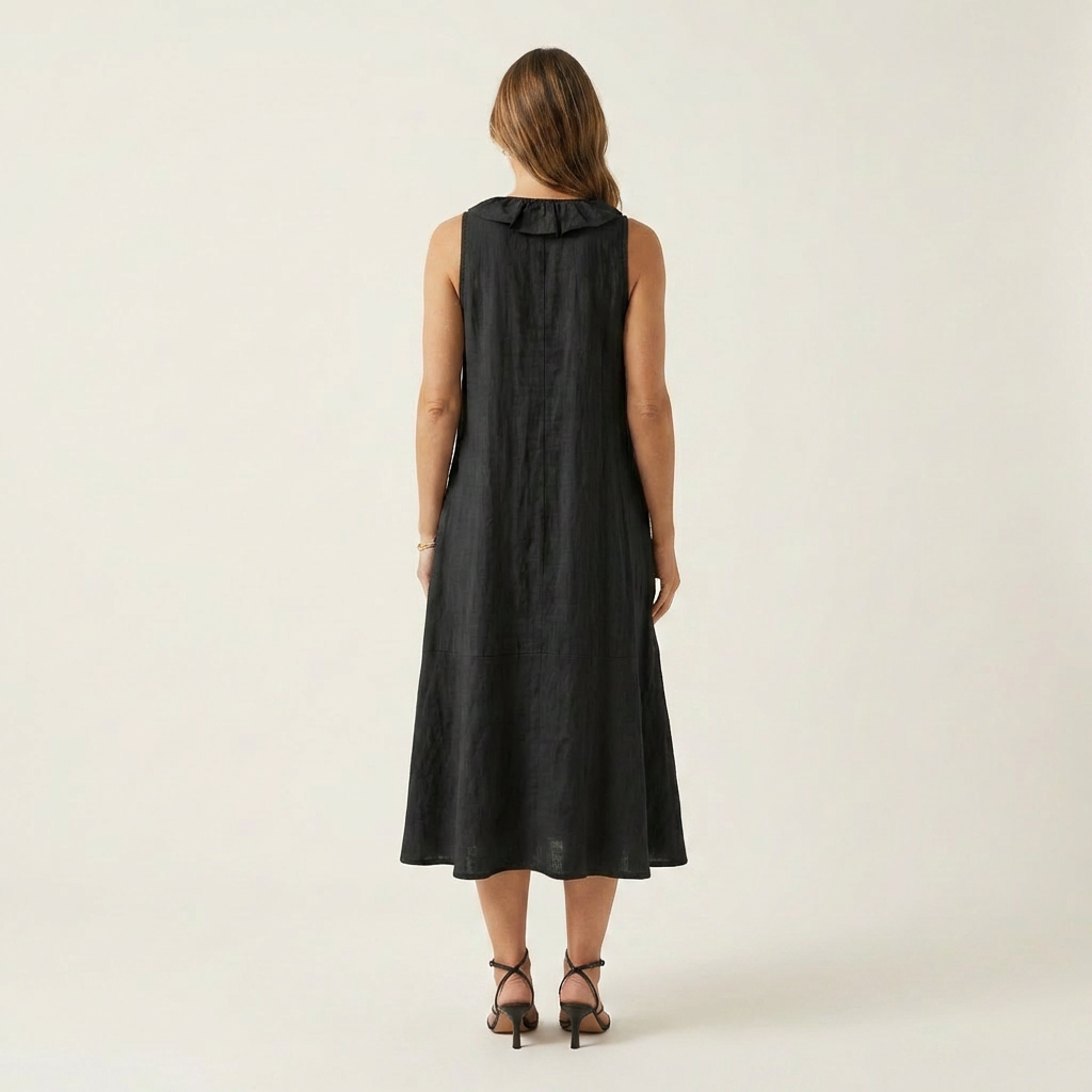 Vicky | Ruffle-Front V-Neck Sleeveless Maxi Dress