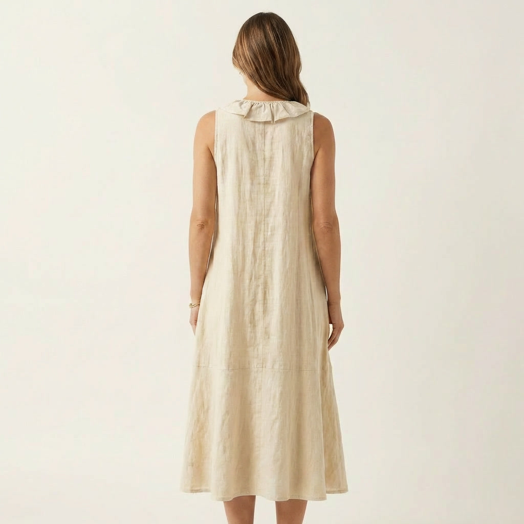 Victoire | Sleeveless Maxi Dress with Ruffles and V-Neck
