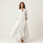 Gisele | Button-Front Maxi Dress with Ruffle Hem