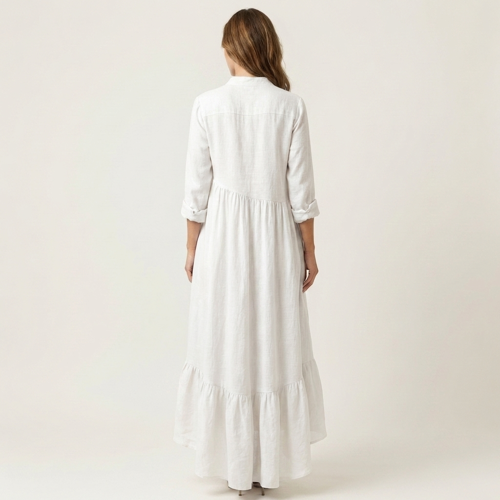 Gisele | Button-Front Maxi Dress with Ruffle Hem