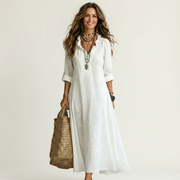 Marianne | Maxi Dress with Tonal Floral Embroidery