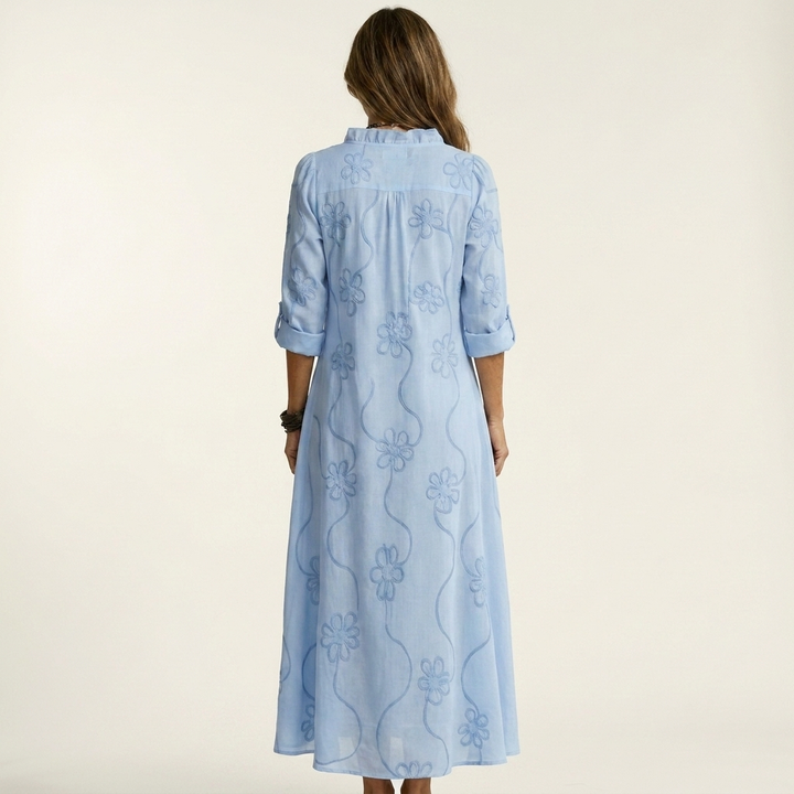 Marianne | Maxi Dress with Tonal Floral Embroidery
