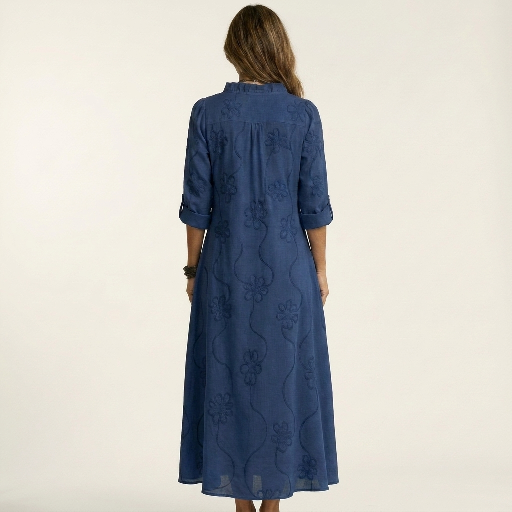 Marianne | Maxi Dress with Tonal Floral Embroidery