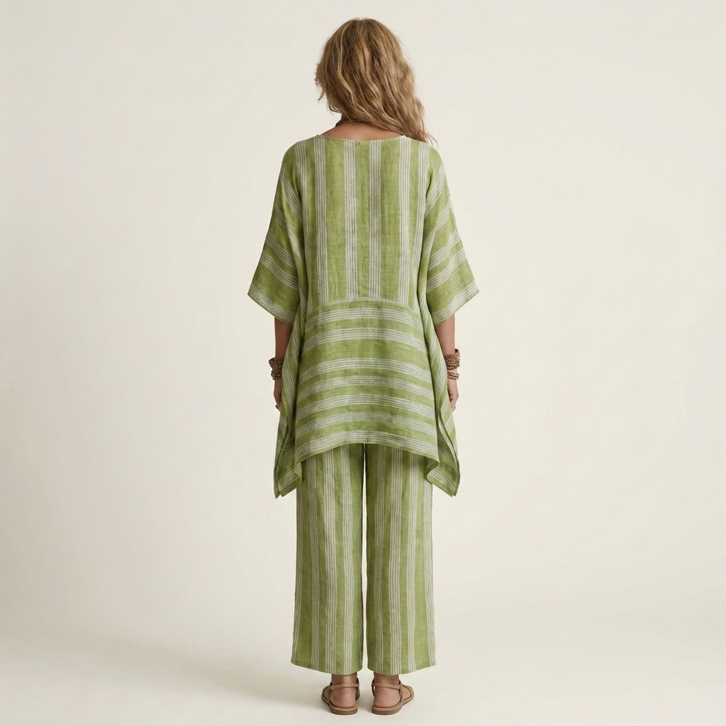 Kiara | Two-Piece Striped Cotton-Linen Set