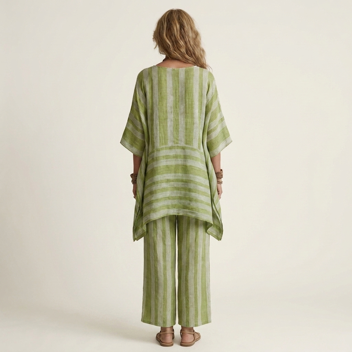 Kiara | Two-Piece Striped Cotton-Linen Set
