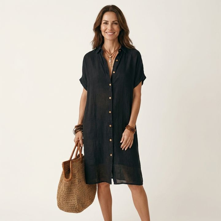 Nidalie | Midi shirt dress with rolled-up sleeves