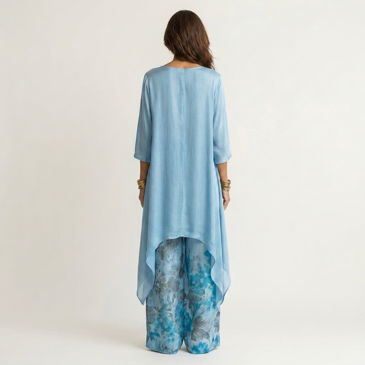 Cariola | Cotton-Silk Two-Piece Set with Asymmetric Tunic