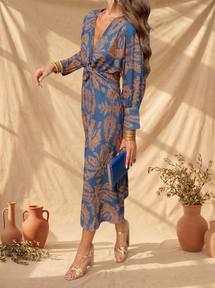 Celeste | Abito Midi Eleganza Fiorita