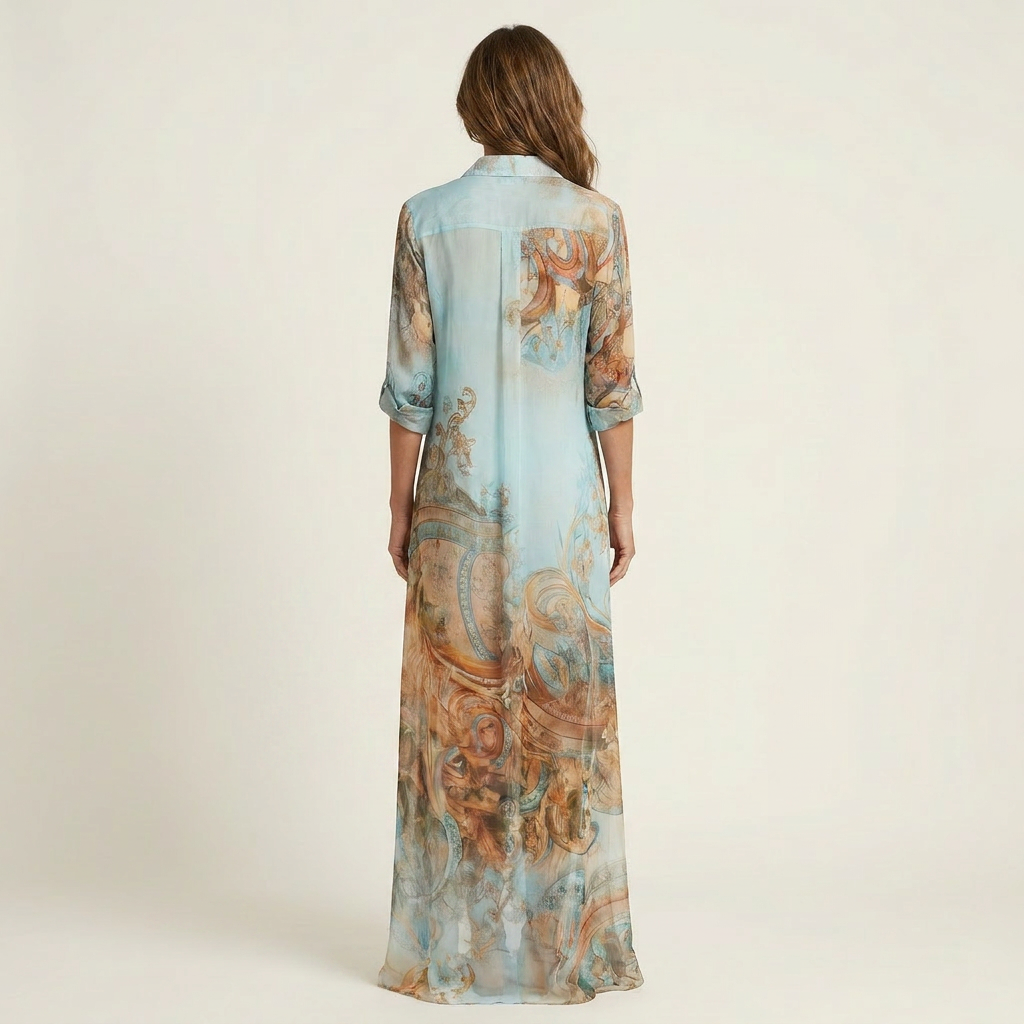Lanie | Silk Maxi Shirt Dress