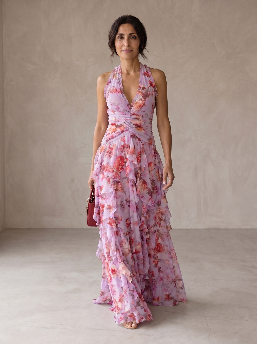 Belladina™ | Women's Halter Floral Maxi Dress