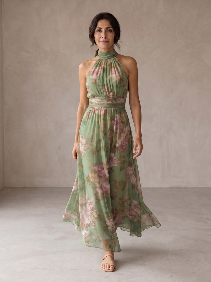 Livia™ | Women's Floral Halter Maxi Dress
