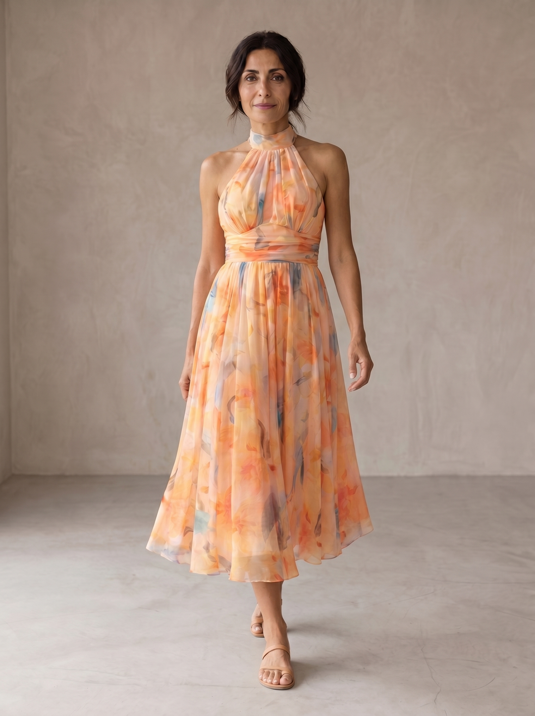 Aurora™ | Women's Halter Watercolor Print Maxi Dress
