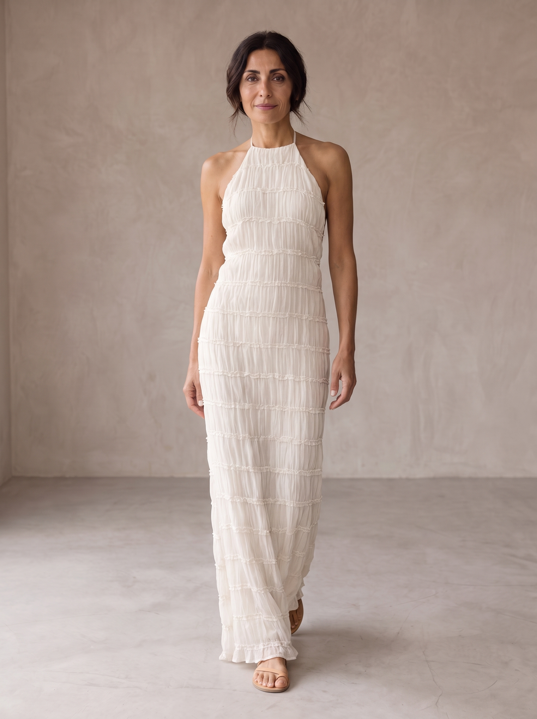 Angela™ | Women's Halter Tiered Maxi Dress