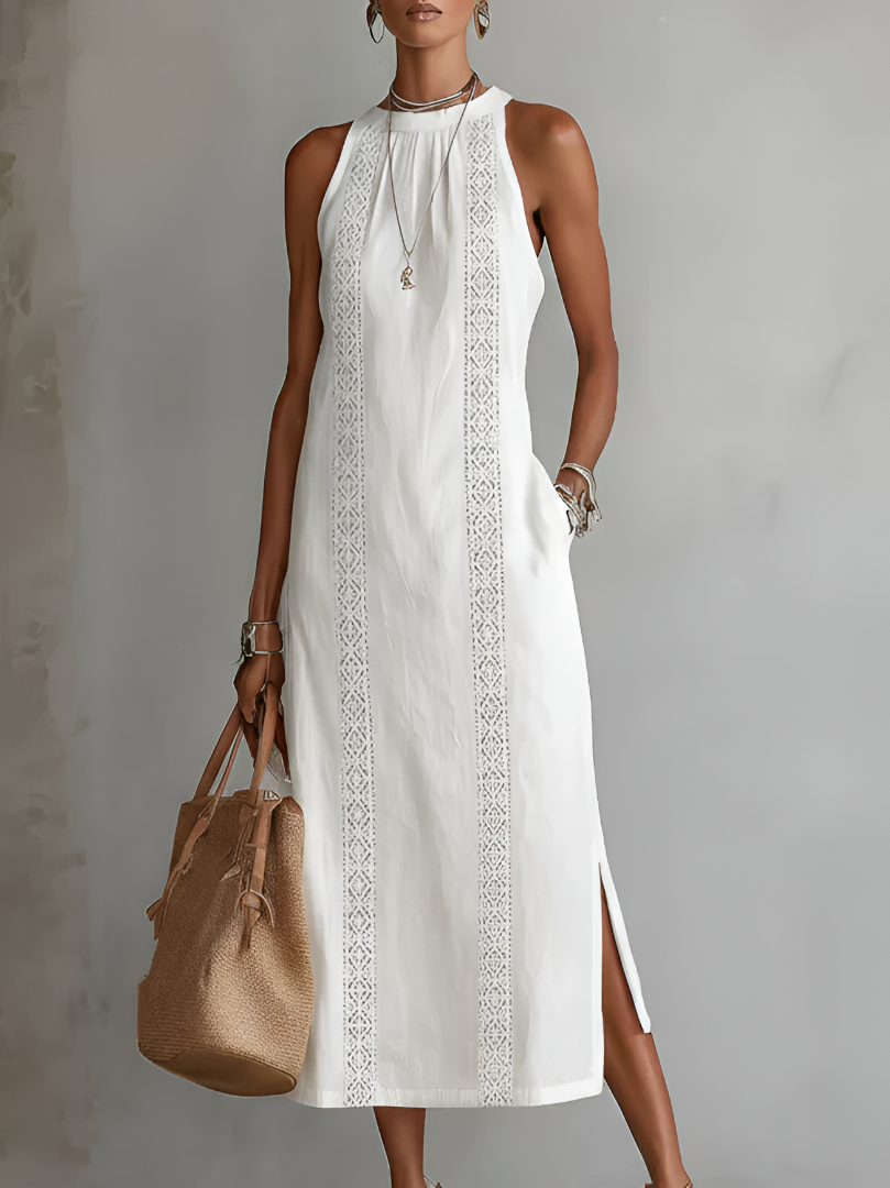 Jimena | Mandarin Collar Linen Midi