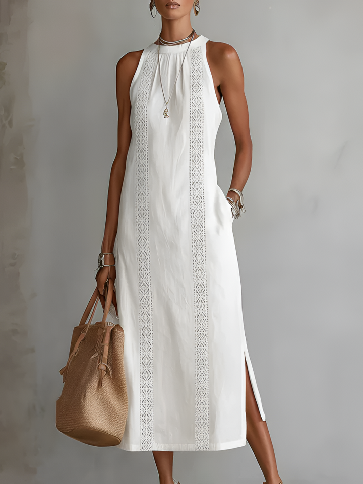 Jimena | Mandarin Collar Linen Midi