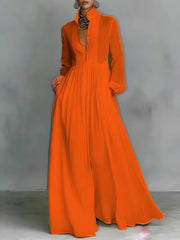 Celine™ | Women's Flowing Button-Front Maxi Dress
