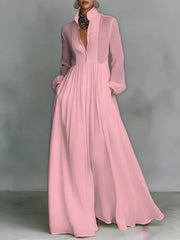 Celine™ | Women's Flowing Button-Front Maxi Dress