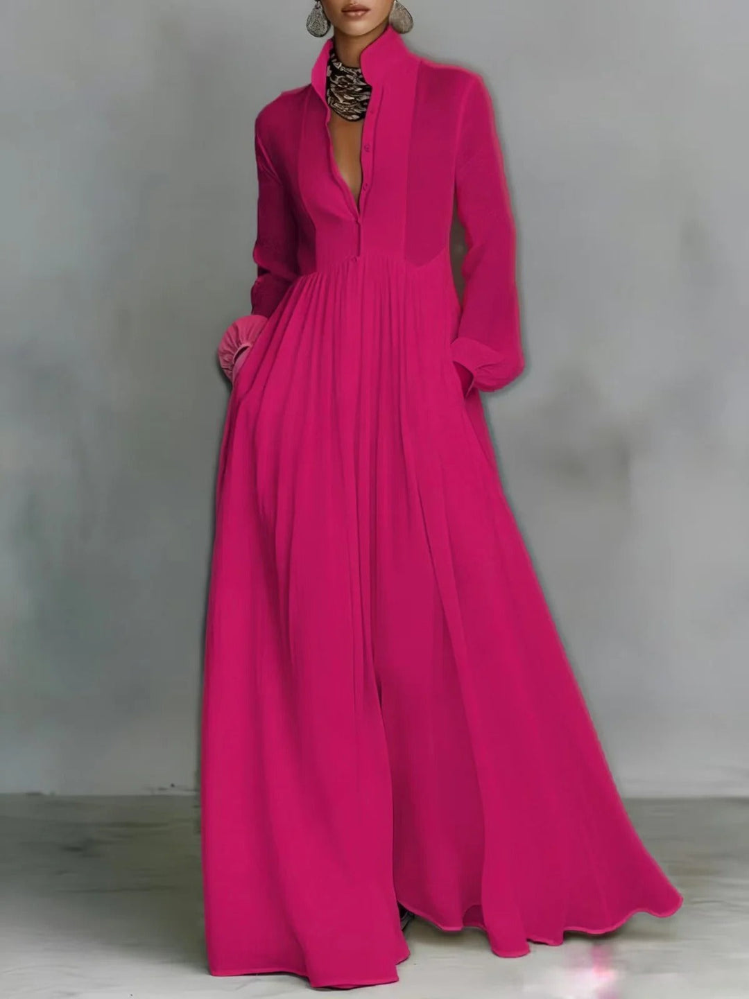 Celine™ | Women's Flowing Button-Front Maxi Dress