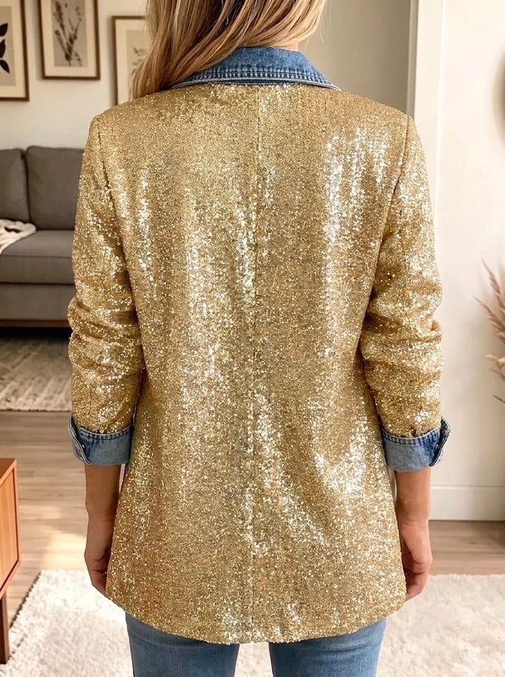 Lenna™ | Gold Glitter Denim Jacket